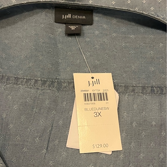 J Jill Denim Sleeveless Button-Front Dress In Blue Dunes Wash Size 3XL NWT - Picture 14 of 14